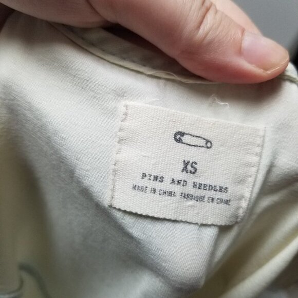 Anthro Pins & Needles Chambray Crochet Button Front Mini Dress XS - Picture 4 of 9